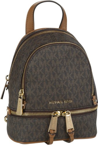 Michael Kors Rhea Zip XS Messenger Backpack MK Signature  in Braun (2.4 Liter), Rucksack / Backpack
