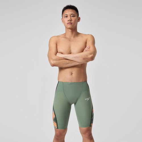 Speedo Herren Fastskin LZR Pure Intent 2.0 Schwimmhose mit hohem Bund Grün/Orange