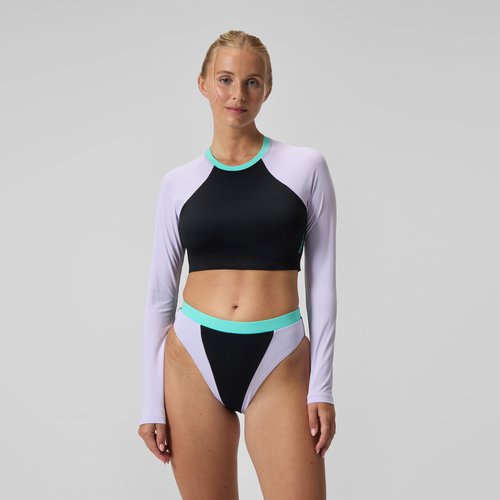 Speedo FLU3NTE Einfarbiges langärmliges Rash-Top Schwarz/Lila für Damen
