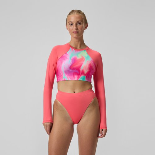 Speedo FLU3NTE Einfarbige Bikinihose mit hohem Bund Koralle für Damen