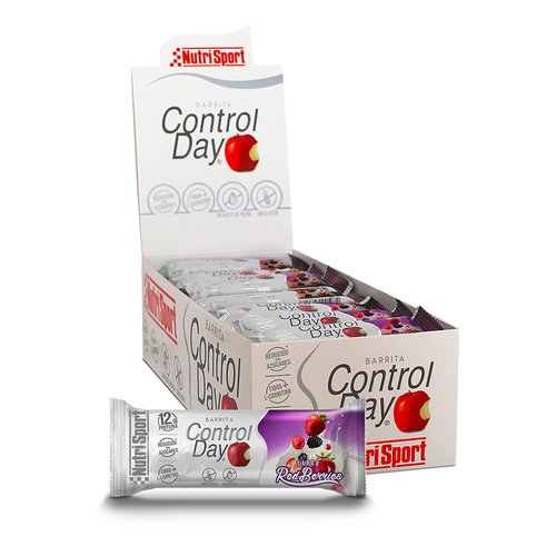 Nutrisport Control Day 44g Red Berries Protein Bars Box 28 Units Durchsichtig