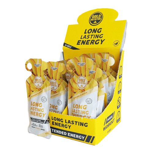 Gold Nutrition Long Lasting 40g Banana Energy Gels Box 16 Units Gelb