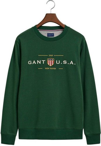 Gant Sweatshirt D1. BANNER SHIELD C-NECK mit aufgestickter Flaggenwappen-Grafik