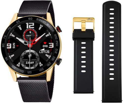 Lotus 50019/1 Smartwatch Set, 2-tlg., mit Wechselarmband aus schwarzem Silikon