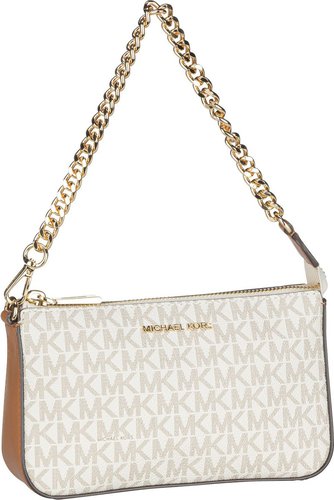 Michael Kors Jet Set Medium Chain Pouchette Lux MK Signature  in Weiß (1.1 Liter), Handtasche