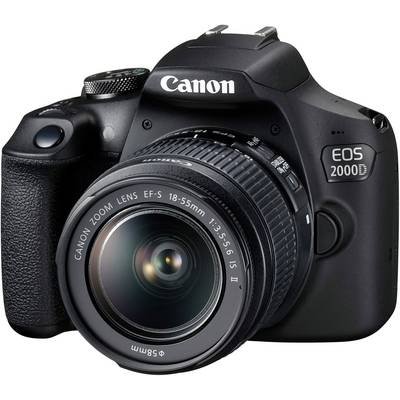 Canon EOS-2000D Digitale Spiegelreflexkamera EF-S 18-55 mm IS II 24.1 Megapixel Schwarz Optischer Sucher, mit eingebautem Blitz, WiFi, Full HD Video, Live-View