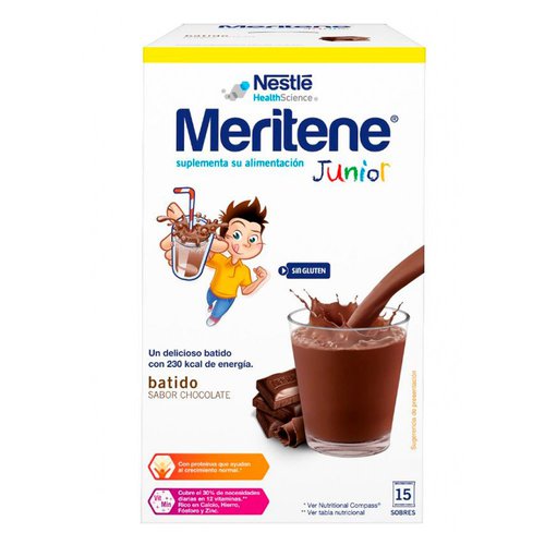 Meritene Junior 15x30 Gr Shake Dietary Supplement Chocolate Golden