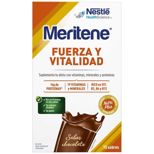 Meritene Strength And Vitality 15x30 Gr Dietary Supplement Chocolate Golden