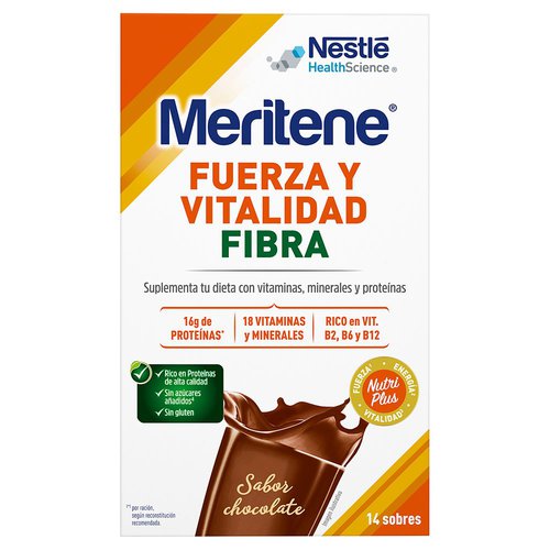 Meritene Strength And Vitality Fiber 14x35 Gr Dietary Supplement Chocolate Golden