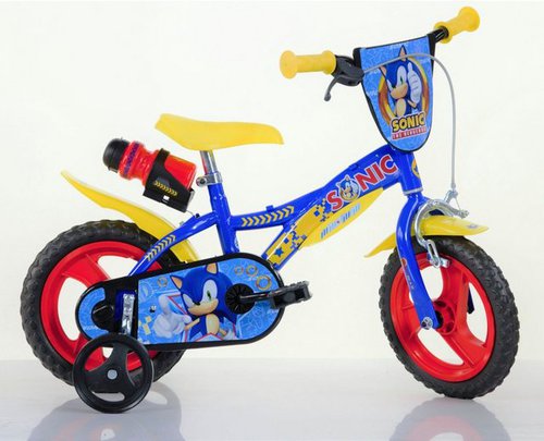 Dino Kinderfahrrad Sonic 12 Zoll, 1 Gang, mit Stützrädern, Trinkflasche und Frontschild