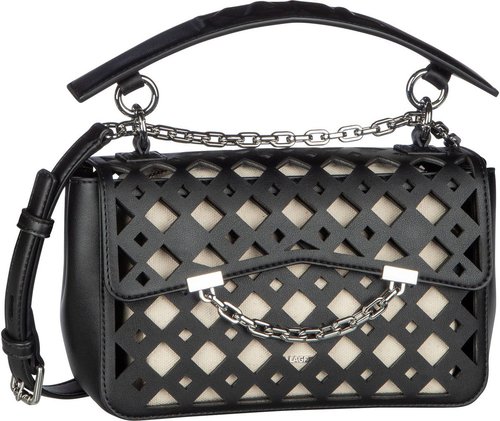 Karl Lagerfeld Umhängetasche K/Karl Seven Soft Perforated Shoulderbag Black (Innentasche: Creme Canvas) (2.2 Liter)