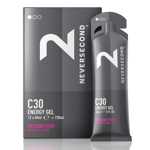 Neversecond C30 Schachtel Mit Energiegelen Passionsfrucht 60ml 12 Einheiten