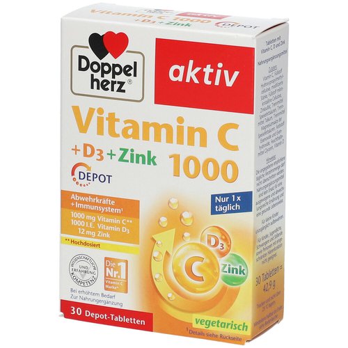Doppelherz Doppelherz® Vitamin C 1000 + D3 + Zink Depot