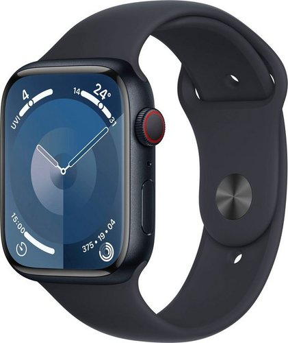 Apple Watch Series 9 GPS + Cellular 45mm Aluminium M/L Smartwatch (4,1 cm/1,77 Zoll, Watch OS 10), Sport Band