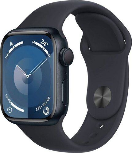 Apple Watch Series 9 Aluminium Smartwatch (4,1 cm/1,69 Zoll, Watch OS 10), Sport Band