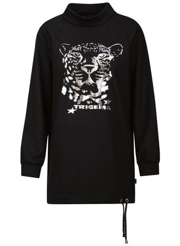 Trigema Sweatshirt Longshirt mit schimmerndem Leo-Print