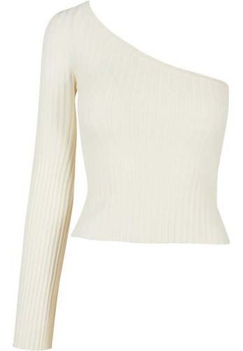 Urban Classics Sweater Damen Ladies Short Rib Knit One Sleeve Sweater (1-tlg)