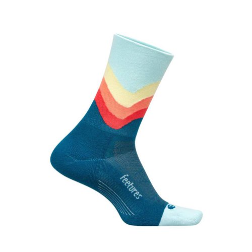 Feetures Elite Light Cushion Mini Crew Socken Blau Orange, Größe L