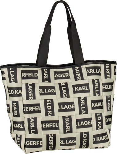 Karl Lagerfeld K/Webbing Logo LG Tote  in Natural/Black (41.2 Liter), Shopper