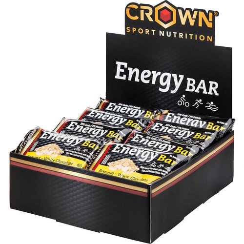 Crown Sport Nutrition Banana White Chocolate Energy Bars Box 60g 12 Units Silber