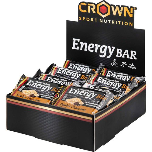Crown Sport Nutrition Double Chocolate Energy Bars Box 60g 12 Units Golden