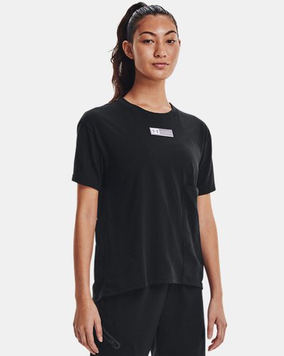 Under Armour Damen UA Armour+ T-Shirt mit Brusttasche Schwarz MD
