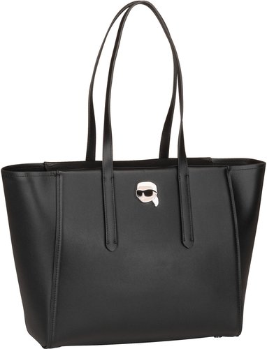 Karl Lagerfeld K/Ikonik 2.0 Leather Tote Pin  in Schwarz (19.3 Liter), Shopper