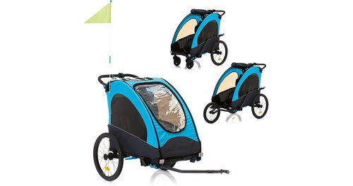 fillikid Fahrradanhänger Rhino, blau-grau, Zweisitzer blau/grau