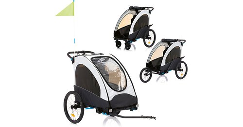 fillikid Fahrradanhänger Rhino, grau, Zweisitzer