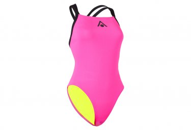 Aquasphere essential open back bright pink   schwarz badeanzug