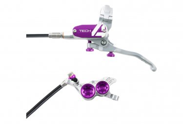 Hope tech 4 v4 disc break   vorne silber   lila standardschlauch