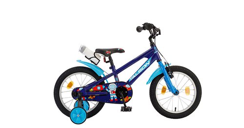 TALSON24 Kinderfahrrad 16 Zoll Fahrrad ASAF mit Trinkflasche und Stützrädern Blau blau