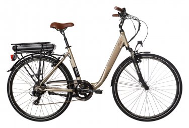 Bicyklet claude electric city bike shimano tourney 7s 500 wh 700 mm beige braun