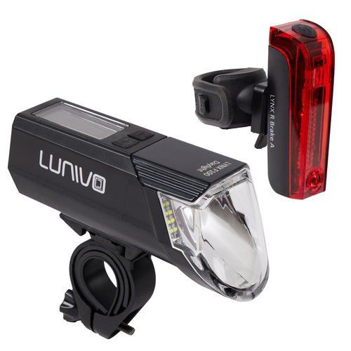 Lunivo Lynx F100 Daylight und Lynx R Brake A Rücklicht Akku-Beleuchtungsset
