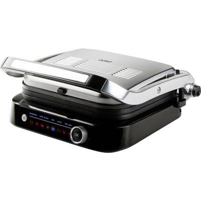 Domo Genius Elektro Kontaktgrill Antihaftbeschichtung, mit Display Edelstahl, Schwarz