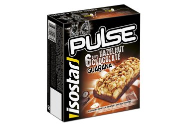 Isostar 6er pack pulse bars guarana haselnuss schokolade 6x23g