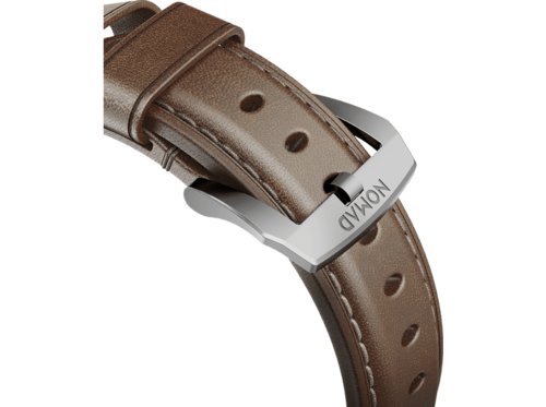 Nomad Strap Traditional Leather Brown Connector Silver 42mm, Ersatzarmband, Apple, braun  silber