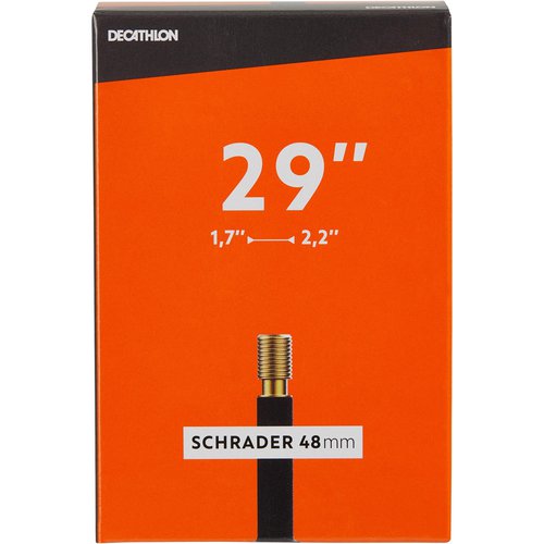 BTWIN Fahrradschlauch 29 × 1.7/2.2 mit Autoventil (Schrader) 48 mm