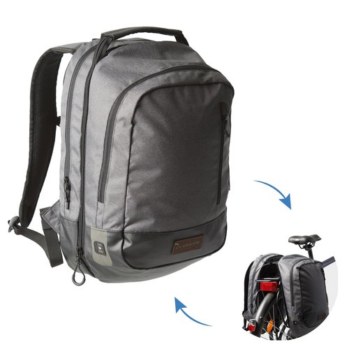 Elops Fahrradtasche Gepäcktasche Rucksack 500 25 Liter grau/schwarz
