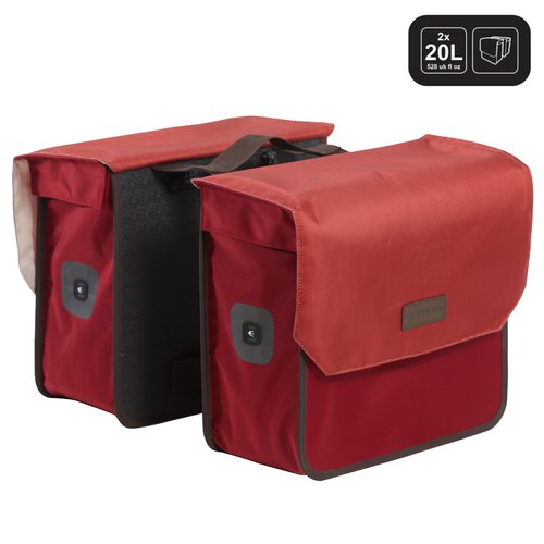 Elops Doppel-Fahrradtasche Gepäcktasche 520 2×20L bordeauxrot