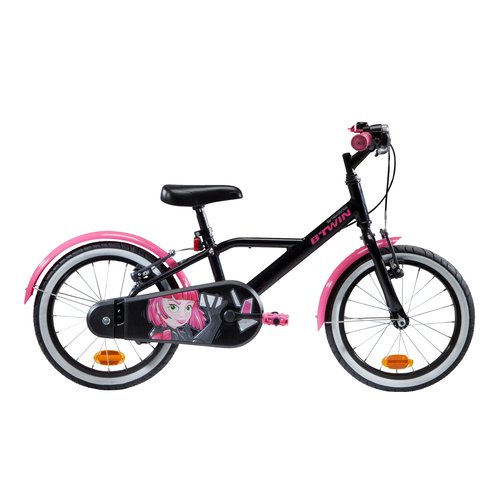 Btwin Kinderfahrrad 16 Zoll 500 Spy Hero Girl schwarz/pink