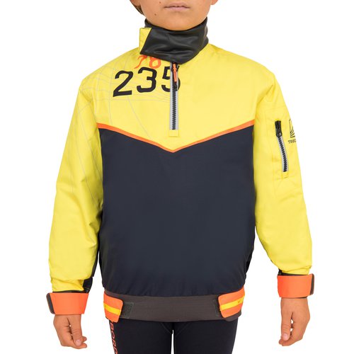 TRIBORD Schlupfjacke Regenjacke Segeln Jolle Kinder wasserdicht - 500 gelb/dunkelblau