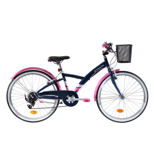 BTWIN Kinderfahrrad Trekkingrad 24 Zoll Original 500 dunkelblau/pink
