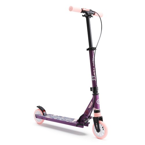 Oxelo Scooter Tretroller Kinder mit Federung und Lenkerbremse - MID5 violett