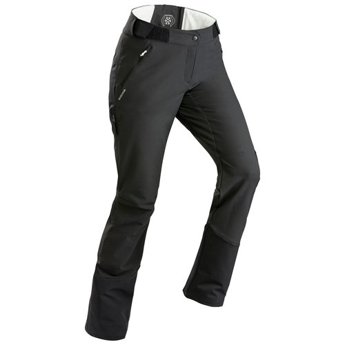 QUECHUA Softshellhose Winterwandern SH520 X-Warm Wasserabweisend Gamaschen Damen schwarz