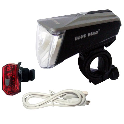 BLUE BIRD Fahrradbeleuchtung Set Front-/Rücklicht Bluebird LED 80/40/15 LUX USB