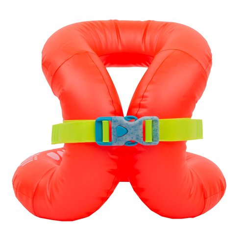 Nabaiji Nacken-Schwimmlernweste aufblasbar Kinder 18–30 kg orange