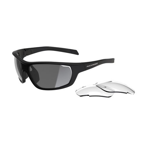 Rockrider Sonnenbrille PERF 100 Pack schwarz wechselbare Gläser Kat. 0+3