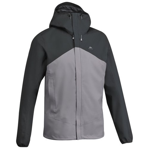 QUECHUA Wanderjacke MH150 wasserdicht leicht Herren schwarz/grau