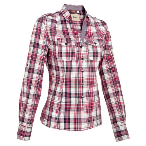 Okkso Reitbluse langarm kariert Sentier Damen rosa/weiß